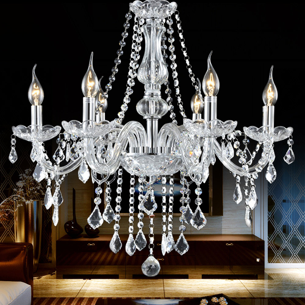 House of Hampton Amiaha 6 Light Glass Dimmable Classic Traditional Chandelier Reviews Wayfair